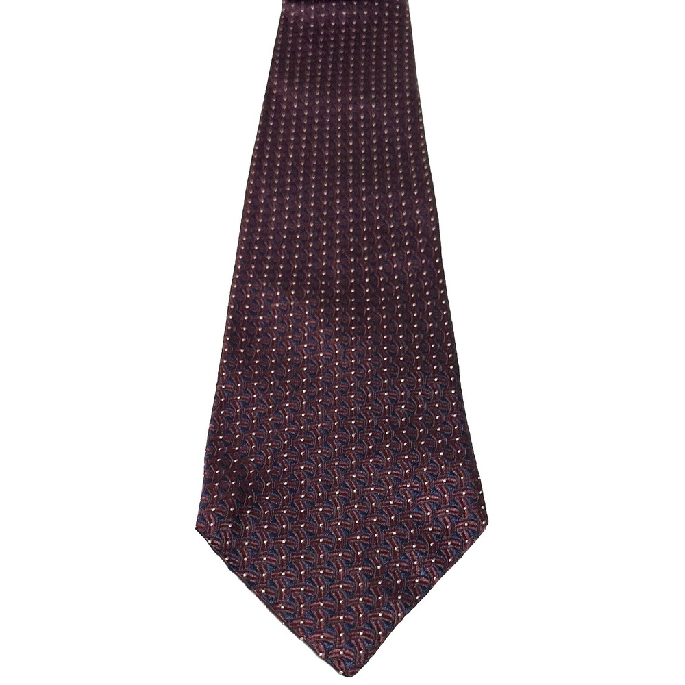 ZYLOS George Machado Necktie Silk Burgundy Gold Dot Made In USA